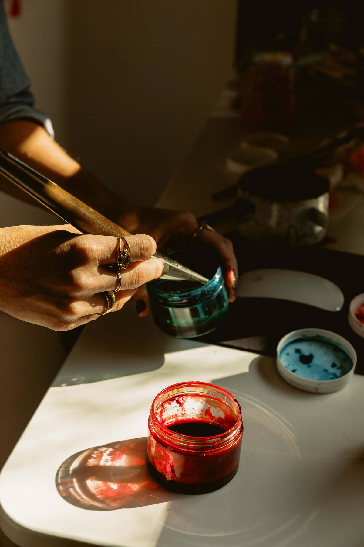 Jenna Rainey in her watercolor studio